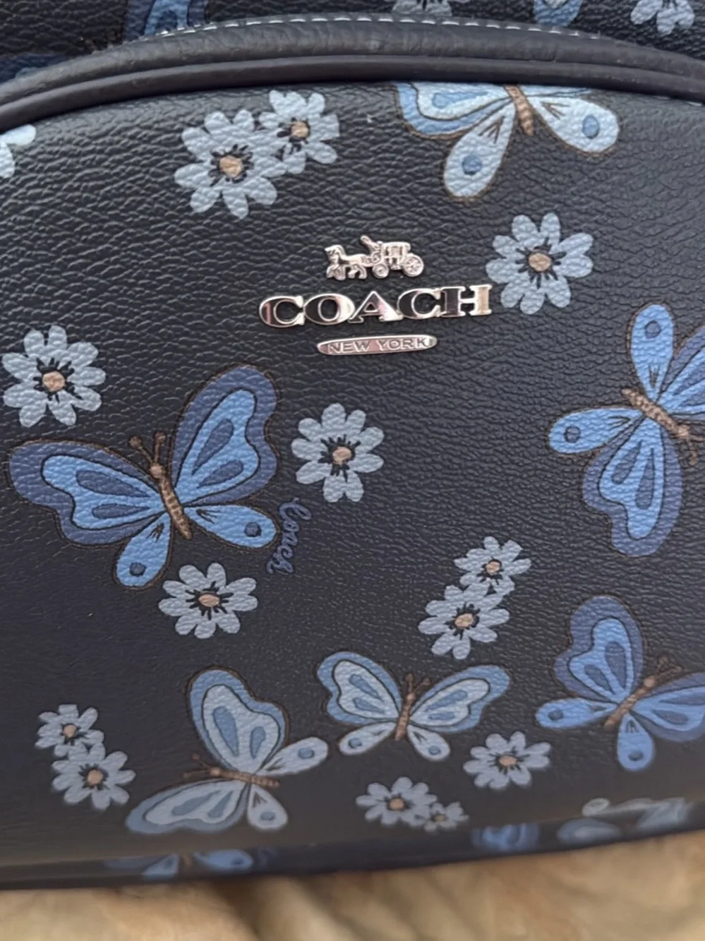 NWT Coach  Blue Butterfly Print backpack